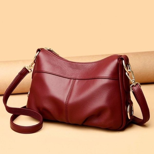 Practical large capacity soft leather shoulder crossbody bag